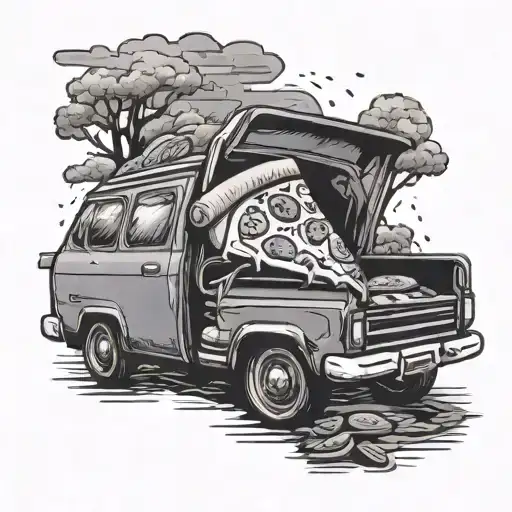 Car Food Delivery With Pizza Slice And Lack Of Money In Usa