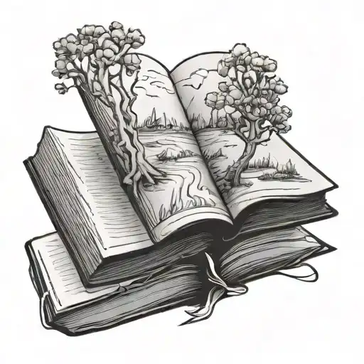 Simple One Line Book Open In Front