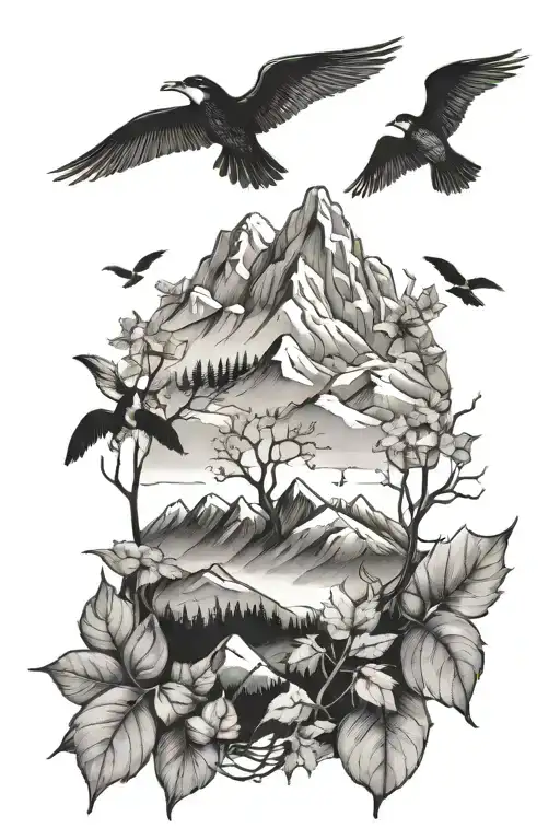 Nature Mountains Fall Leaves Birds