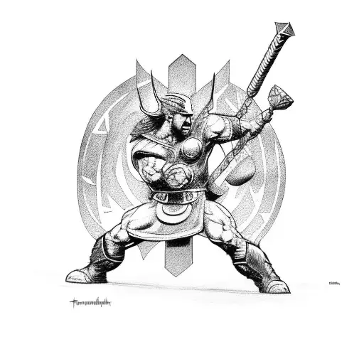 Comicbook Thor Fighting Norse Mythology Thor