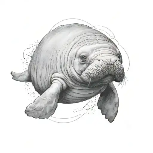Realistic Portrait Of A Manatee
