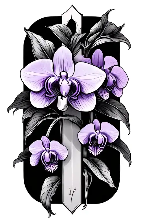Cross With Black Orchid And Violet Of The