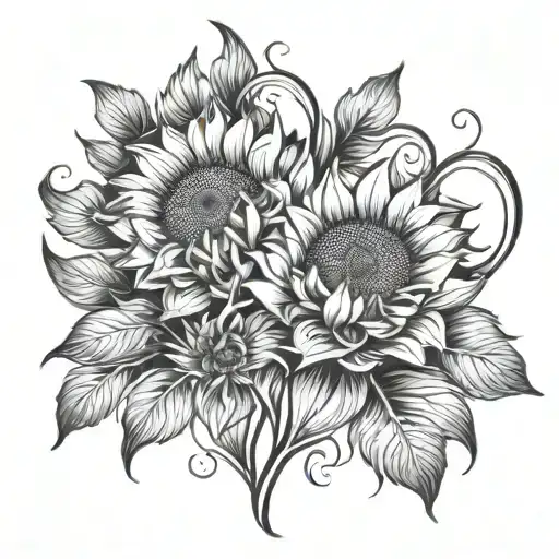 Two Suflowers And Hearts Marriage Anniversary Love