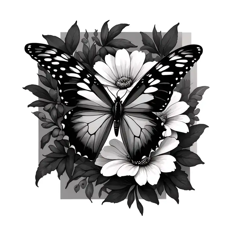 Butterfly And Flowers