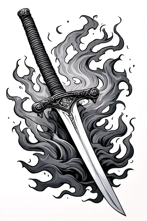 Katana Sword Fire Forearm