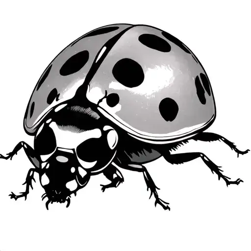 Ladybug Dainty Black And White Lines