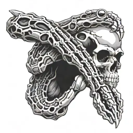 Skeleton Hand Holding Snake Eyes