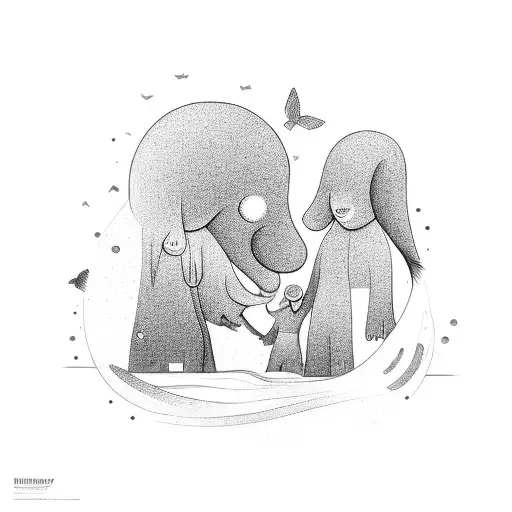 An Abstract Design Depicting The Bond Between Parents And Child