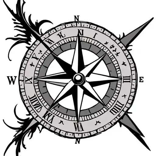 Compass Rose With Roman Numerals