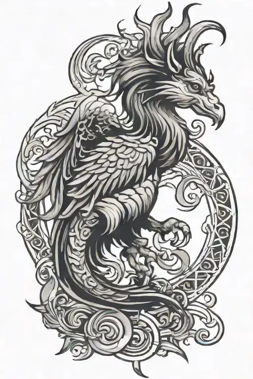 Capricorn Sign And Phoenix Bird