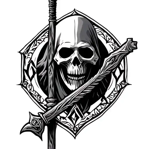 Grim Reaper With New Mexico Zia Symbol