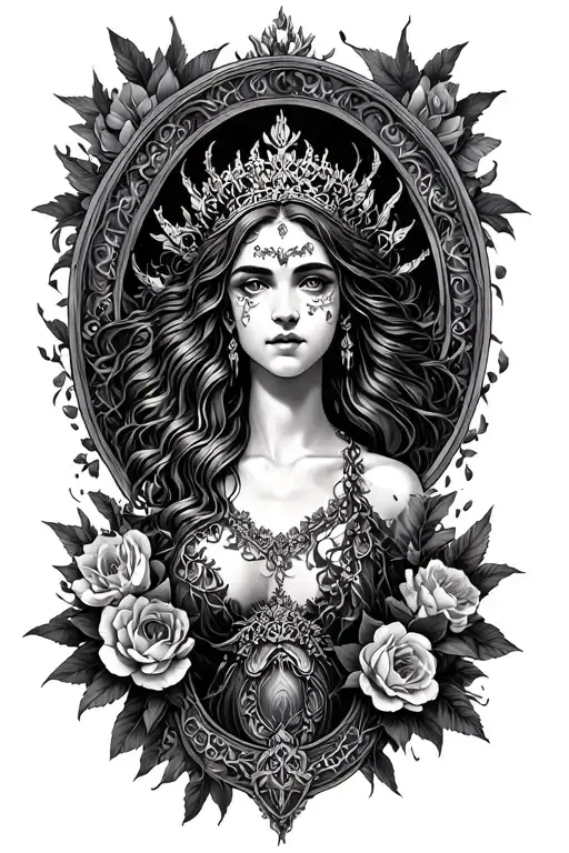 Persephone Godess Of Spring And Queen Of The Underworld Unside Down Mirrow Image
