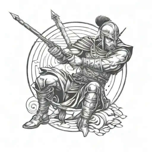 Warrior Sitting Down While Shooting Arrows