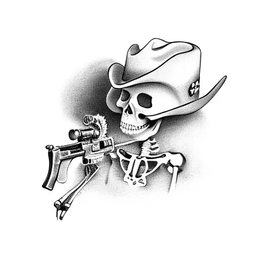 Cowboy Skeleton With Revolver