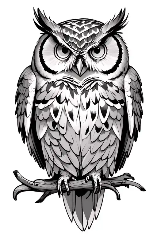 Owl With Detailed Wings Spread