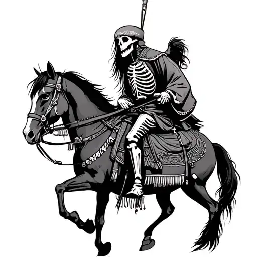 Mongolian Skeleton Steppe Rider On A Horse
