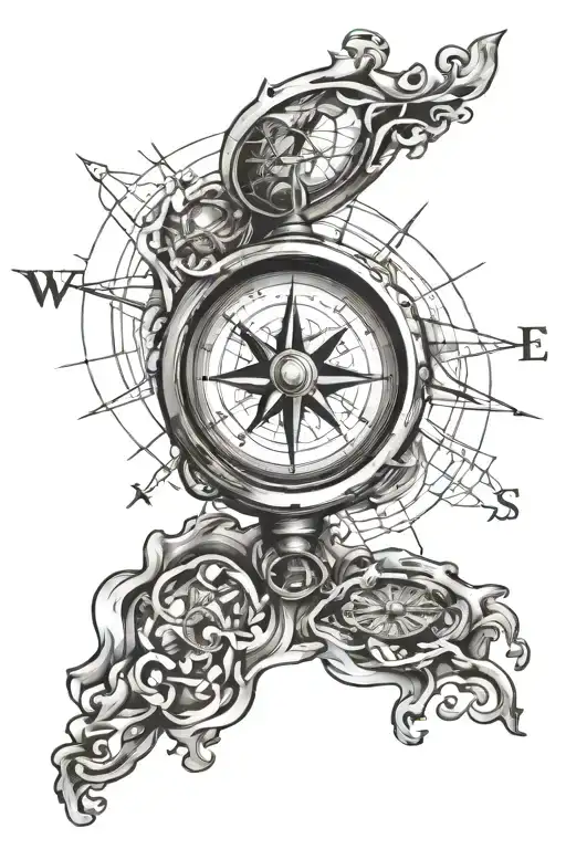 Map And Compass Intertwined
