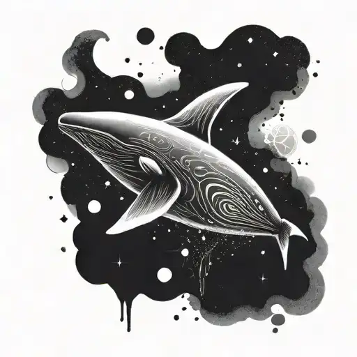 A Cosmic Whale Swimming Through The Galaxy Surrounded By Quantum Particles