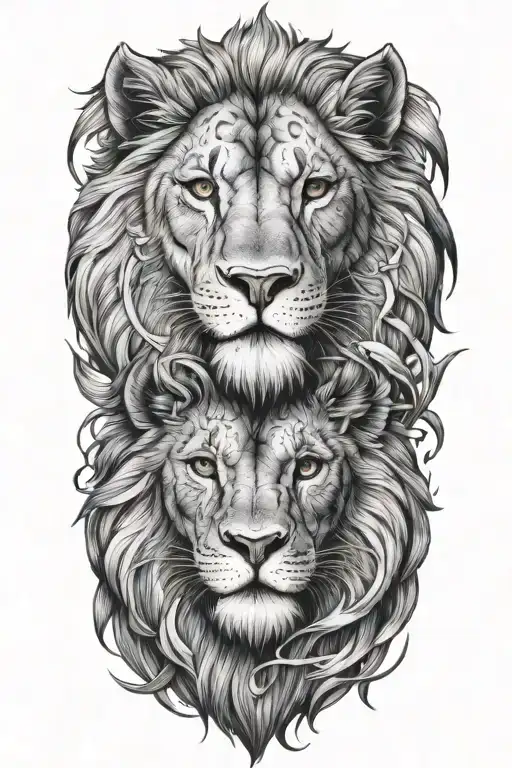 Lion And Owl Tatoo Split In Half Lion Half