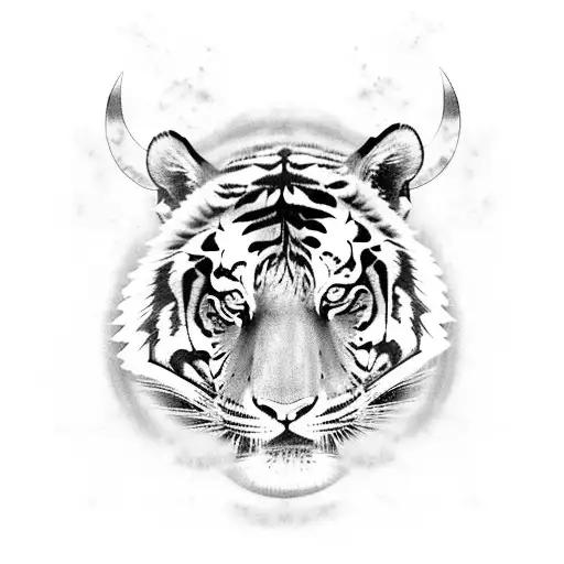 Tiger And Viking Warrior In A Fierce Battle