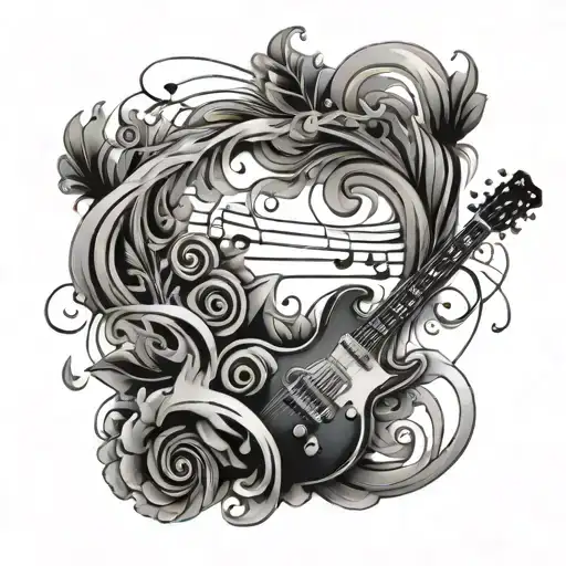 Music Tattoo With Smoke Texture