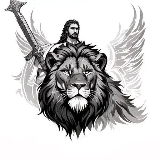 Christian Warrior With Lion