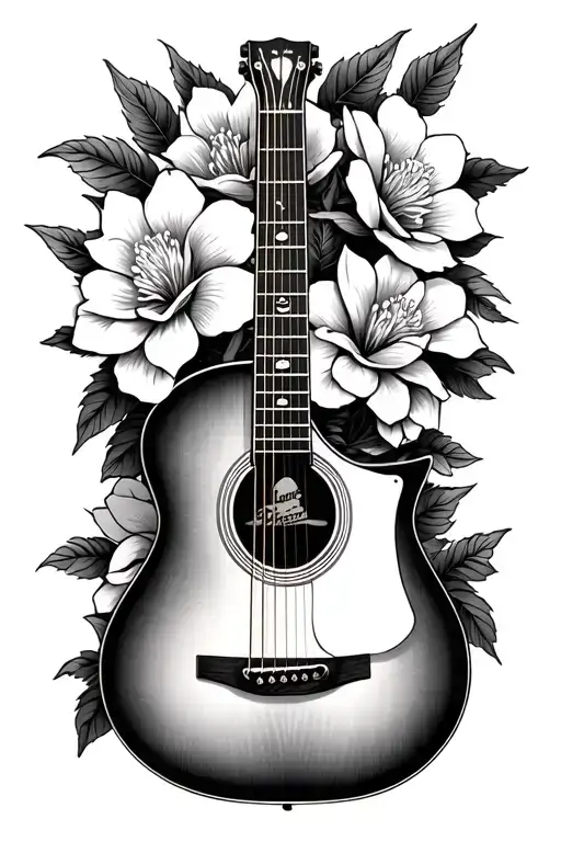 Gibson Acoustic Guitar With Entertwining Gardenias