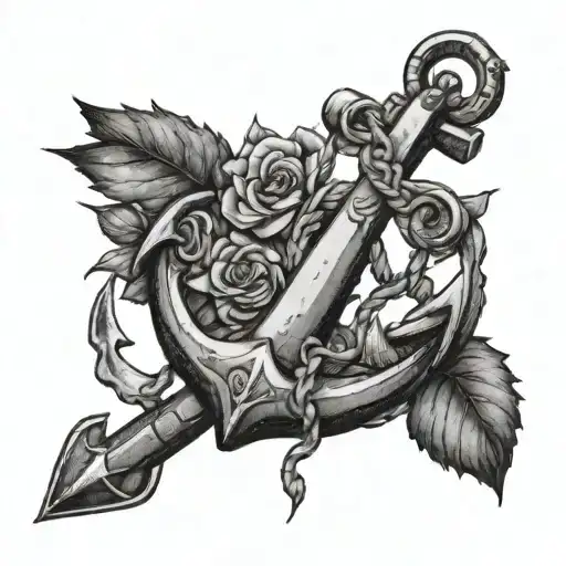 Anchor With Overgrown Plants Growing