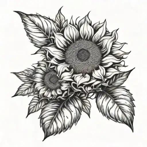 Black And White Sunflower
