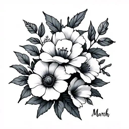Birth Month Flowers Intertwined May March