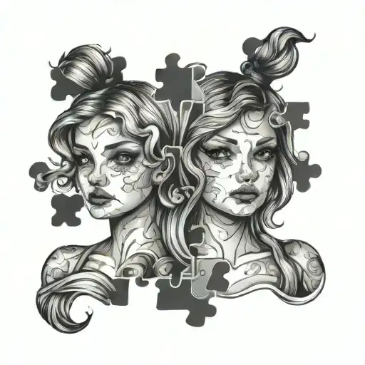 Sister Tatto Two Girls Puzzle Pieces