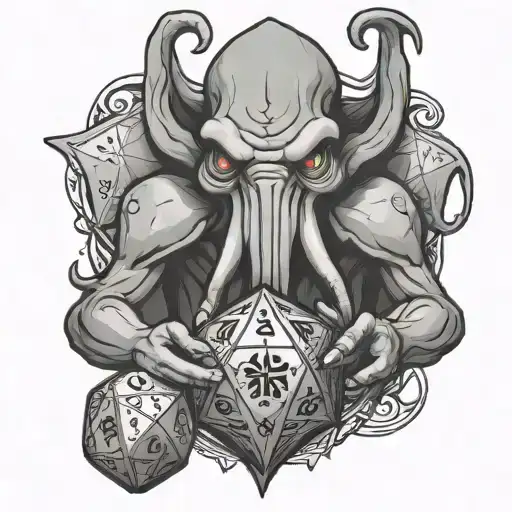 Cthulhu Holding D20 Dice