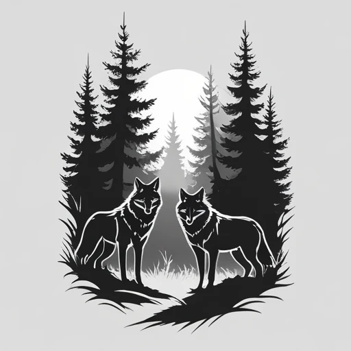 Wolf pack in the woods Tattoo idea