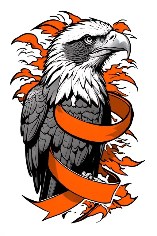 Eagle Fading With The Agent Orange Ribbon On The Outside Of The Eagle
