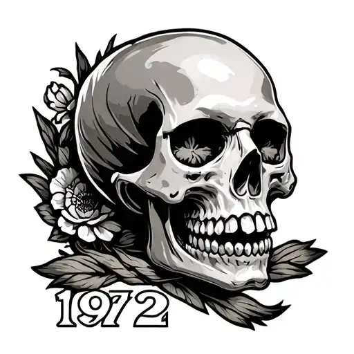 1972 Date With Skull Surrounded