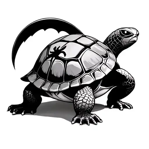 Turtle With The Spider-man Symbol On Its Back