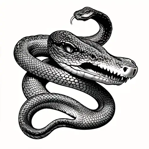 Head Of The Snake Is On The Chest And The Tail Is Going Towards Shoulder Down To The Wrist