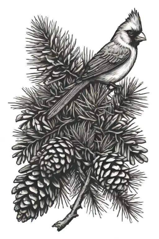 Pine Cone Cardinal Pine Tree Branch