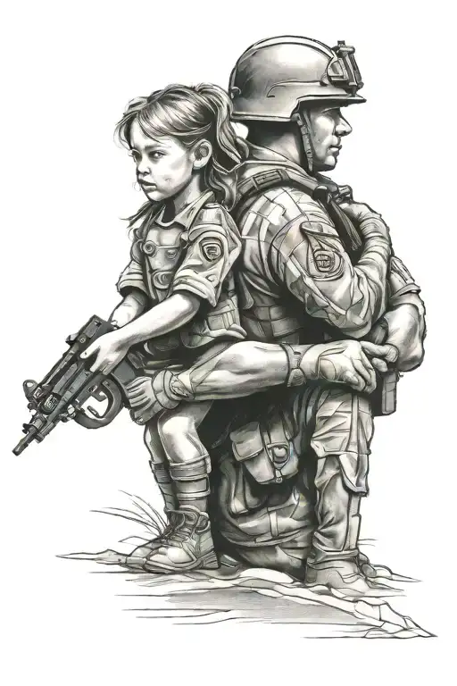 Military Man And Daughter