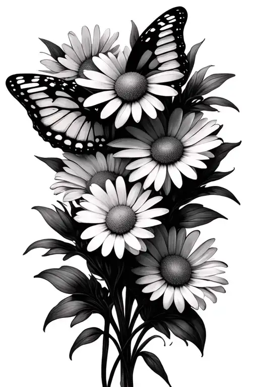 Daisy Flowers Butterfly Dainty