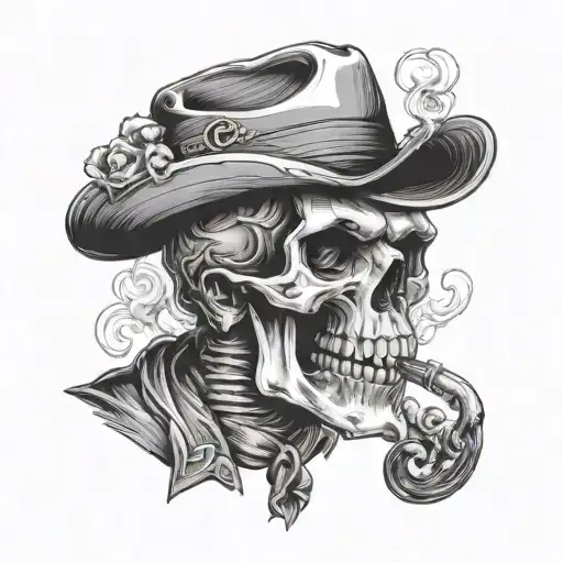 Skull Smoking Cigar