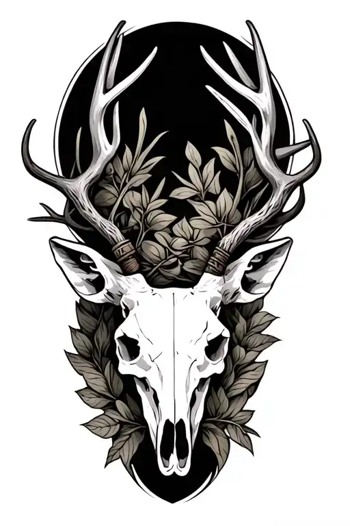 Deer Skull Surrounded By Western Things Intertwined