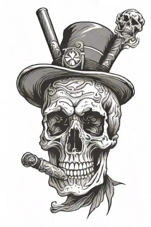 Skull Smoking Cigar
