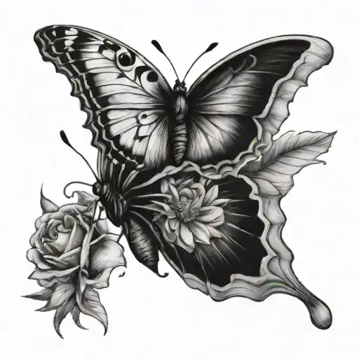 Butterfly Made By A Rose And Daisy Flower