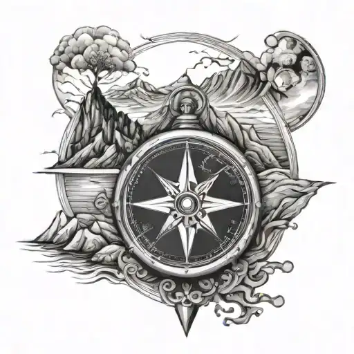 Compass Mountains Sea Diving