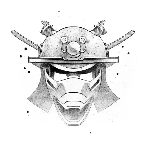 Samurai Masks With Helmet And Japanies Background