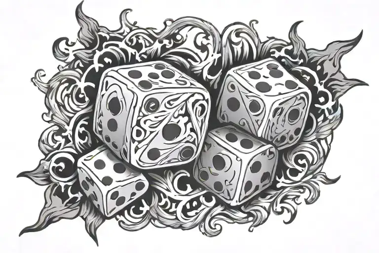 Rolling Dice With Fire Flames Underneath