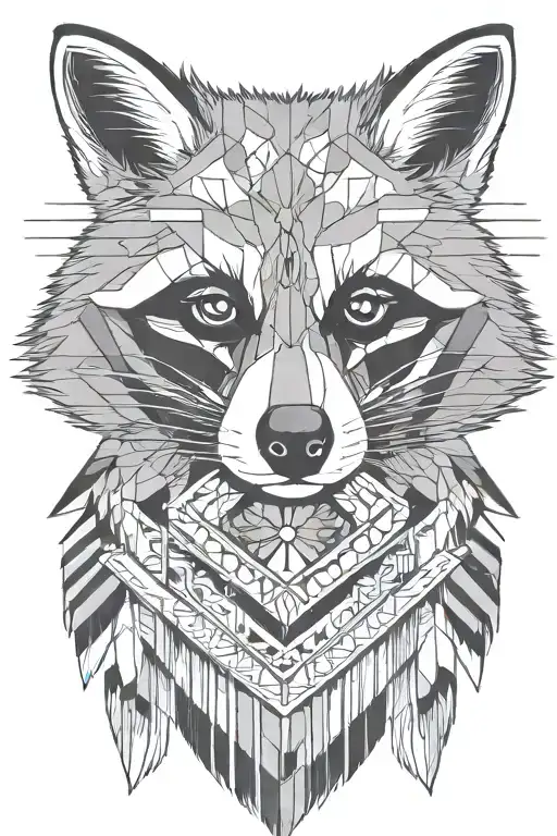 Geometric Native American Racoon Symmetrical