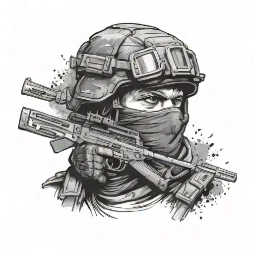 Russian Private Military Soldier Wearing A Balaclava With A Modified Ak-47 Or Ar-15