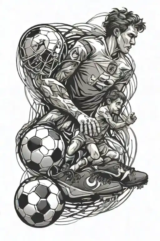 A Tattoo Design That Showcases The Passion For Football And Family In A Visually Striking Way